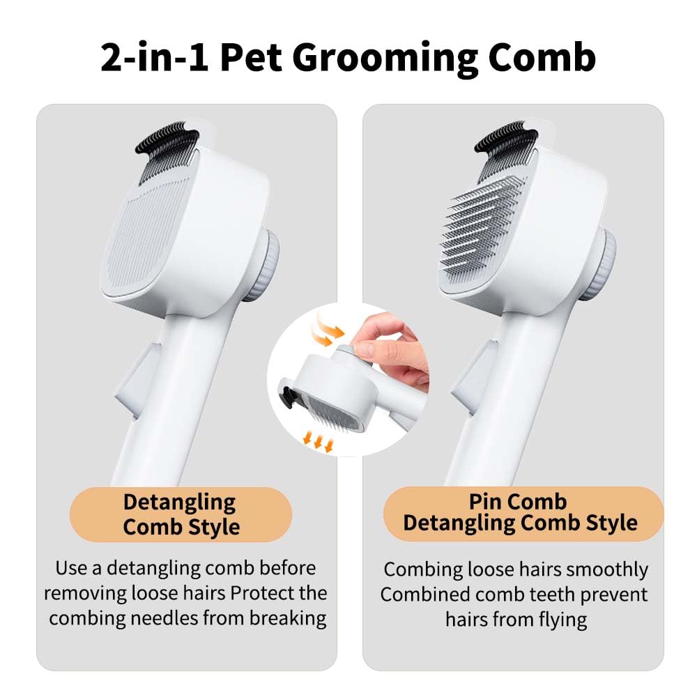 Marchul Spazzola per gatti, spazzola per cani 2 in 1, spazzola per la toelettatura dei gatti con pulsante di rilascio e rastrello per la rimozione del pelo, per animali domestici a pelo lungo e corto