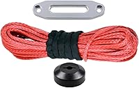 Vista 30 de Cuerda de cabrestante sintética amarilla de 50 pies x 1/4 + guía Hawse + tope de goma para ATV UTV SUV camión KFI Ramsey