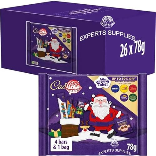 New Cad Christmas Chocolate Selection Pack 78g - Pack of 26, Selection Boxes Christmas Chocolates For Kids - Stocking Fillers