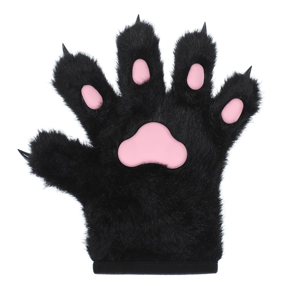 Bear Paw Gloves Cat Paws Claw Gloves Furry Bear Costume Accessory Plush Hands Animal Mittens Scary Plush Warm Mittens Halloween Fancy Dress Cosplay props for Haunted House Horror Party Carnival - Image 2