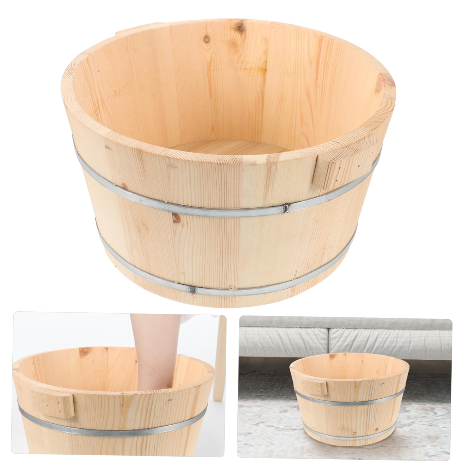 Healeved Bañera de Madera para Pies Lavabo para Pedicura de Madera Cierre para Relajarse Esencial para Spa de Pies para Baño Casa