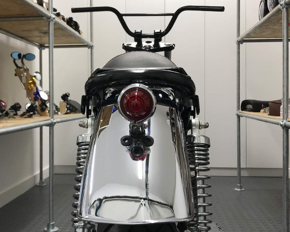 Alchemy Parts Moto LED Feu Arrière Feu Rouge Bates Style pour Vintage Rétro Personnalisé Projet - Chromé