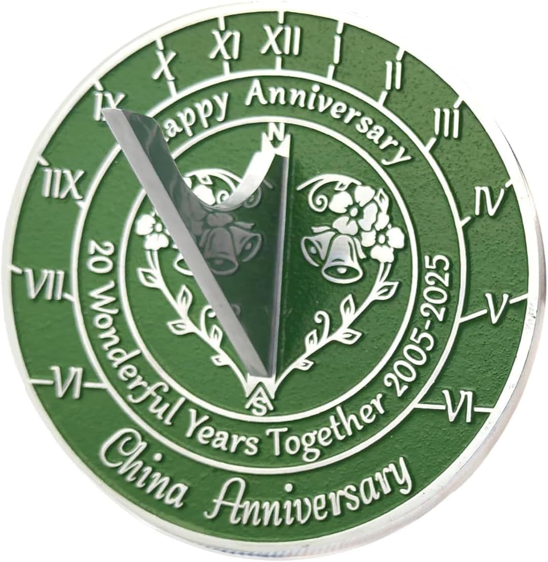 8" Anniversary Sundial Home Garden Décor Gift for Your Loves Ones (20th Anniversary Sundial)