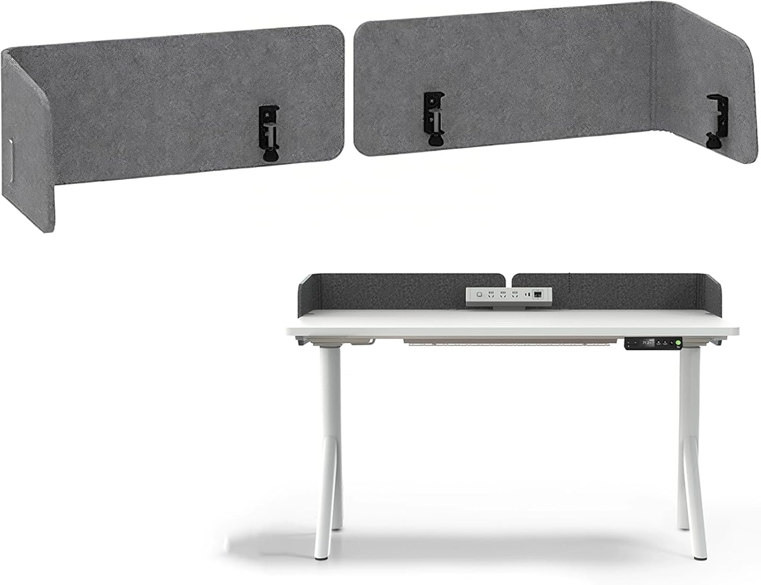 Desk Divider, 23X13X10 in Privacy Partition Panel with Sound-Absorbing Grey Felt Cloth, Narrow Frees Tanding or Clip-On Tabletop Screen for Office Desktop Cubicle