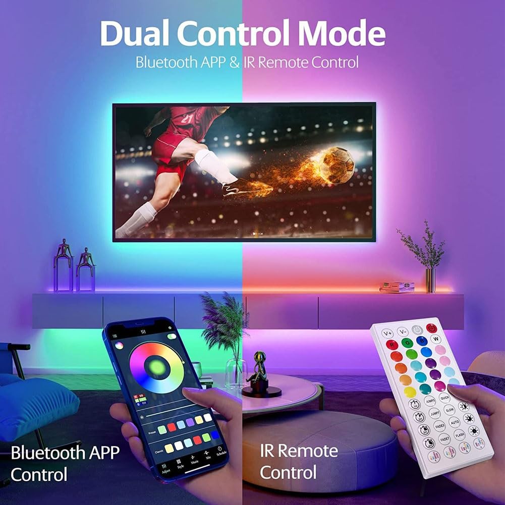 Barra de luz LED RGB para juegos, iluminación ambiental alimentada por USB para televisores y computadoras, control de aplicación Bluetooth, tira de retroiluminación de sincronización de música