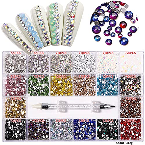 Gergxi Crystal Nail Art Set Strasssteine Nagel Edelsteine schillernde klare Klasse Multi-Form flache Rückseite glänzend… – Bild 3