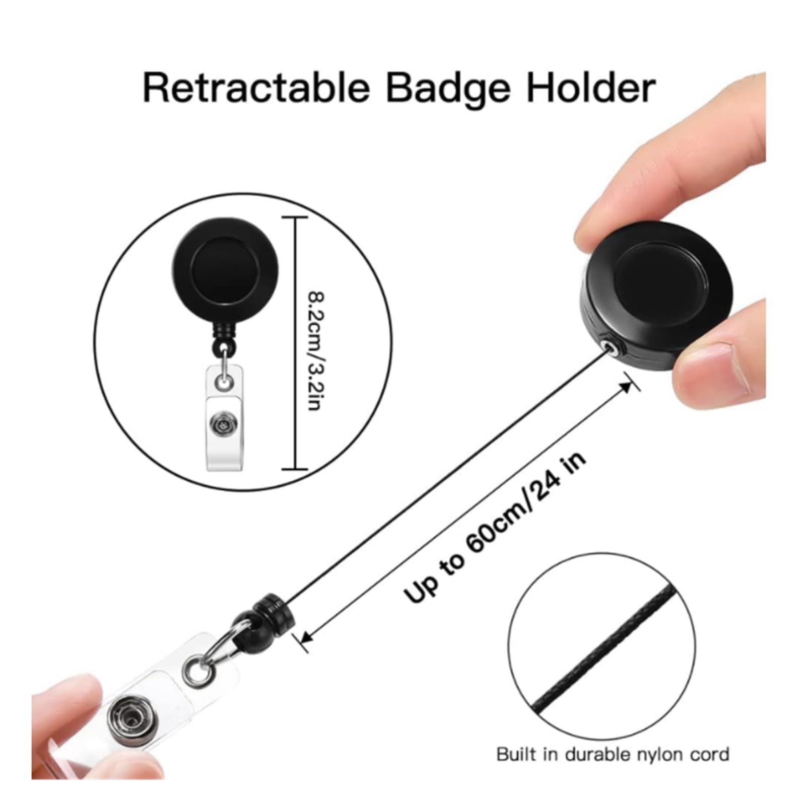 Lot de 20 bobines de badge rétractables avec clips à boucle