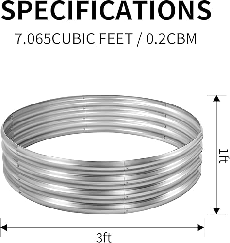 Miniatura 9 de Land Guard Kit de cama de jardín elevada galvanizada, maceta redonda grande galvanizada de metal galvanizado, cajas de jardín elevadas al aire libre