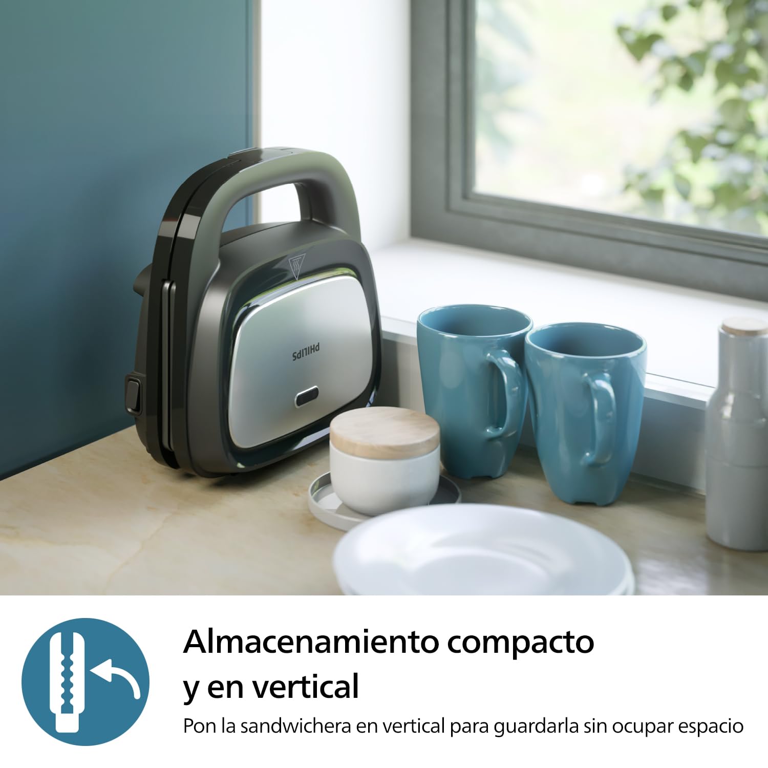 Philips Sandwichera Serie 5000-3 juegos de platos para paninis, sándwiches y gofres, placas antiadherentes para parrilla, cortar y sellar, 750 W de potencia, negro (HD2350/80)