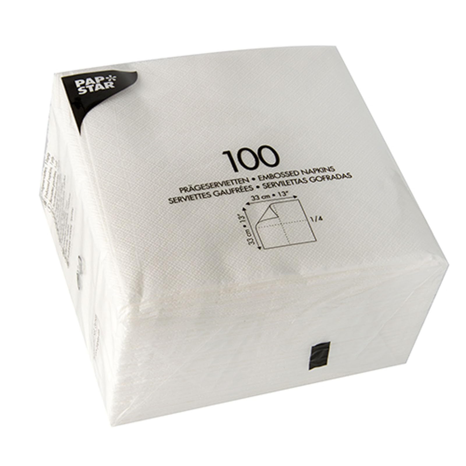 4800 Servietten, 1-lagig 1/4-Falz 33 cm x 33 cm weiss (81451)
