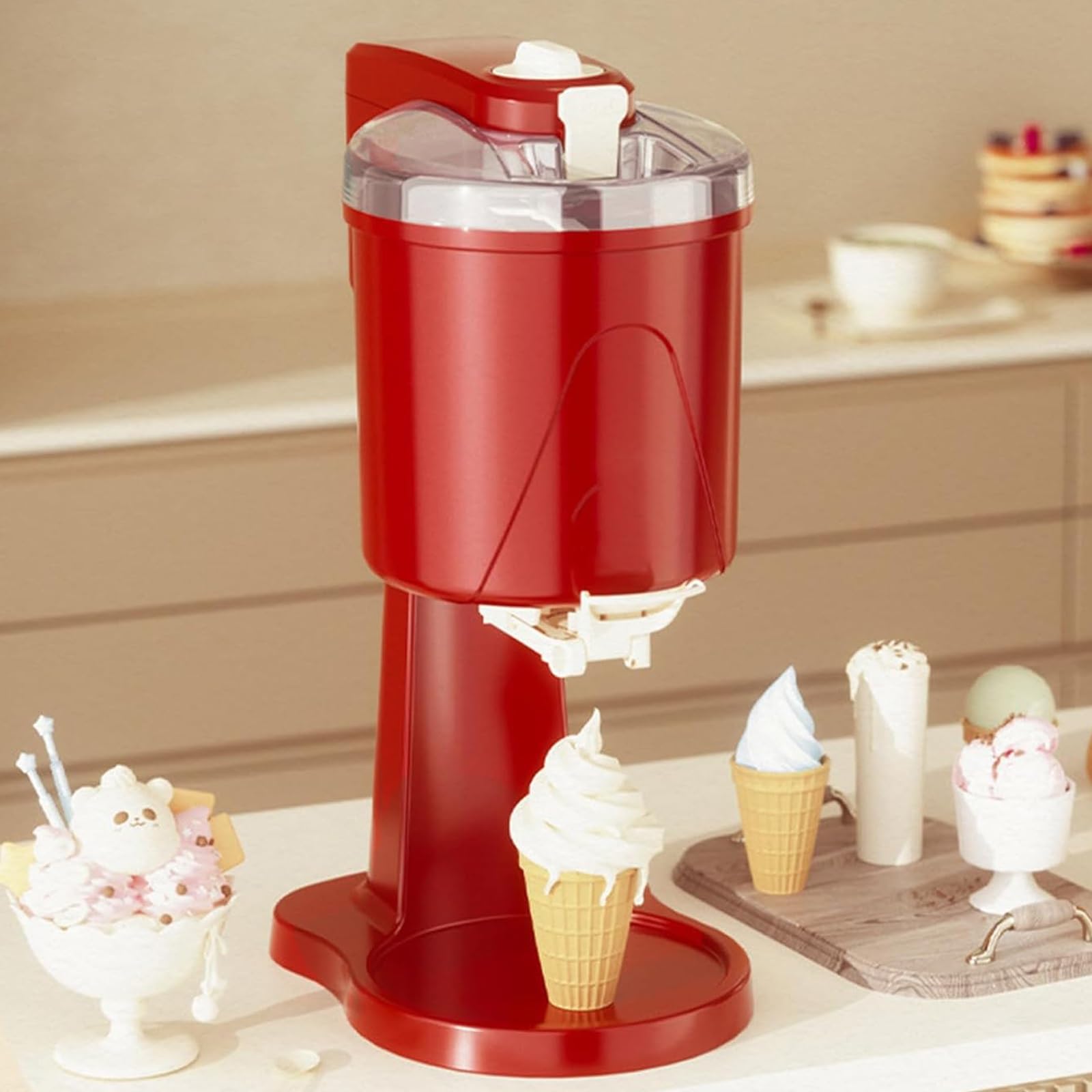 Tragbare Mini-Softeismaschinen, 1000-ml-Softeismaschine, Haushalts-Obst-Softeismaschine, einfache Reinigung, Joghurt-Sorbet-Eiscreme-Werkzeug for Zuhause, Bar, Café