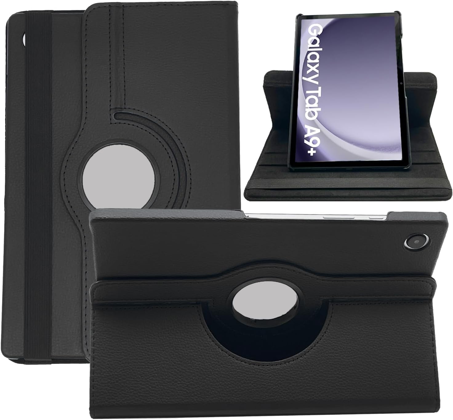 Happy Trend Samsung Galaxy Tab A9 Plus X210 360 Derece Döner Yatay ve Dikey Standlı Tablet Kılıfı Siyah