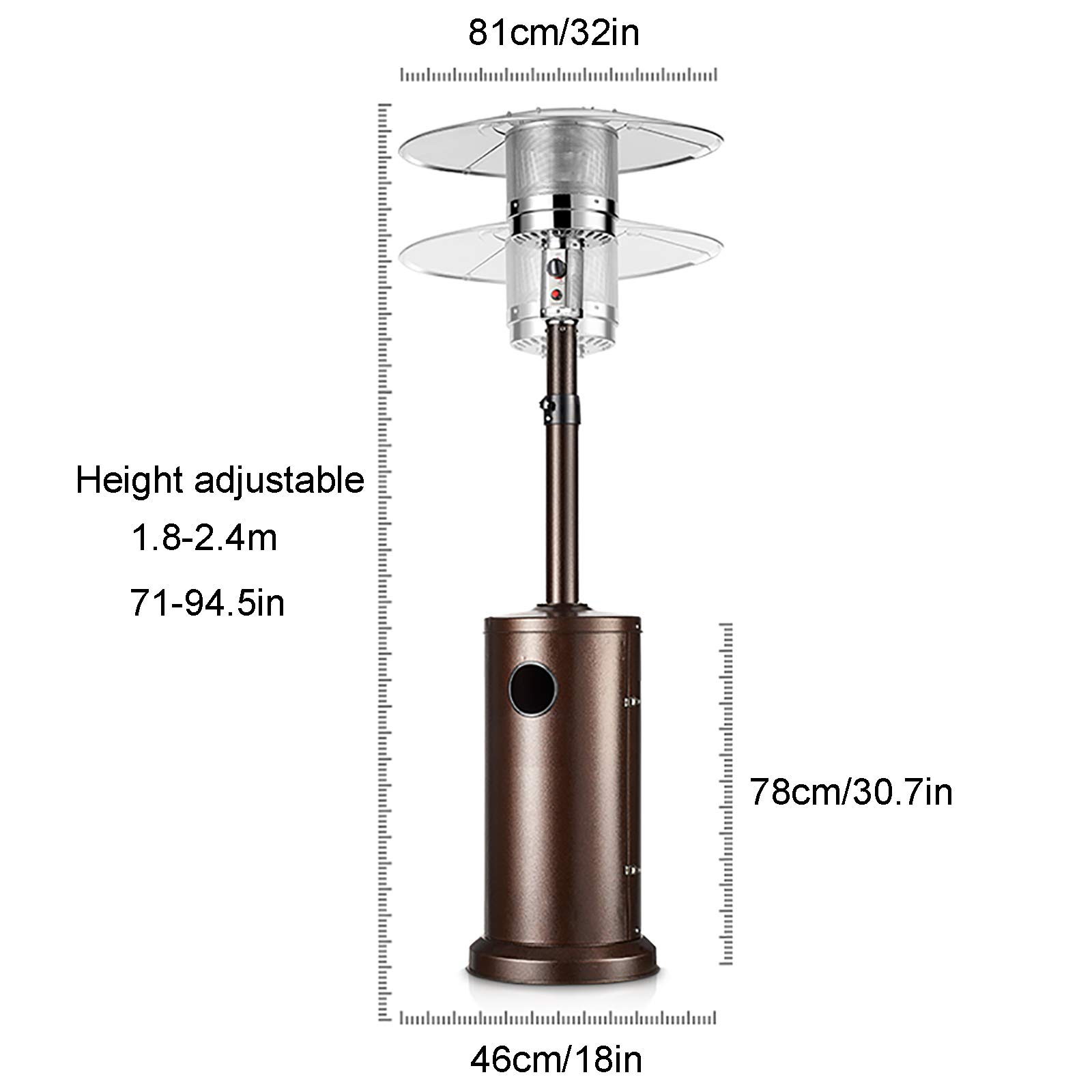 fungo riscaldante per esterno Riscaldatore Da Esterno Per Patio - Riscaldatore Da Terra In Acciaio Inossidabile A Propano Da 44000 BTU Regolabile In Altezza, Per Matrimoni In Giardino, Feste