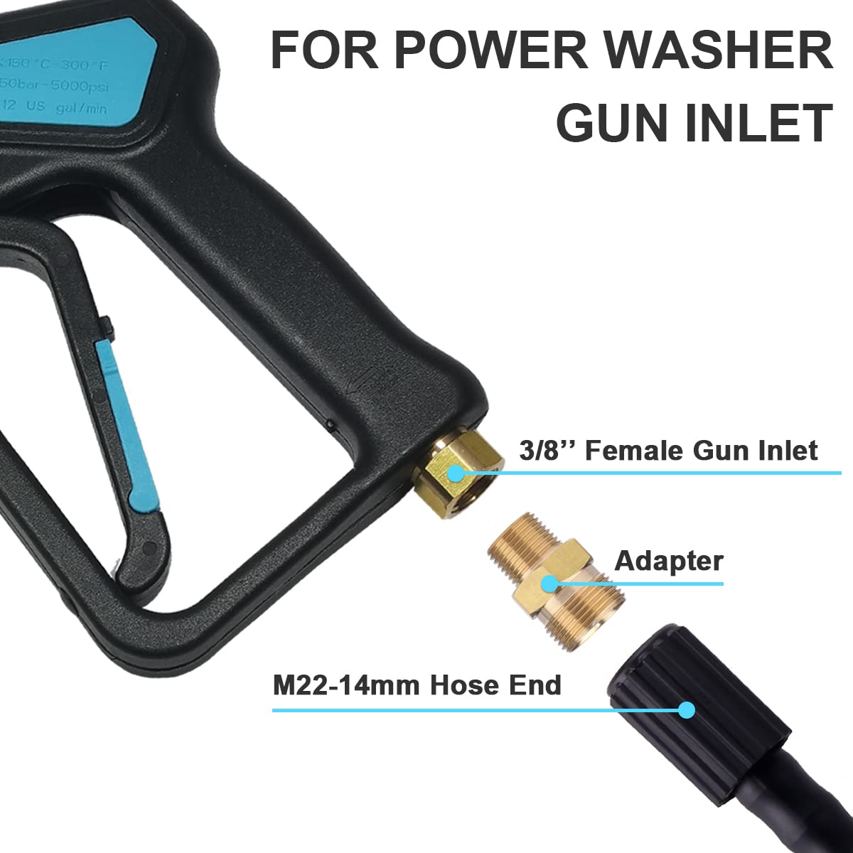 2 Stück M22 Auf 3/8 Zoll NPT Adapter – Messing Hochdruckreiniger Adapter Bis 4500 PSI