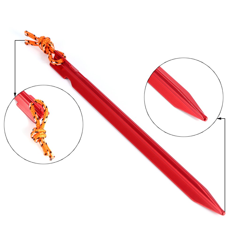 4 picchetti per tenda da campeggio in lega di alluminio per tende, picchetti resistenti, per campeggio all'aperto (rosso