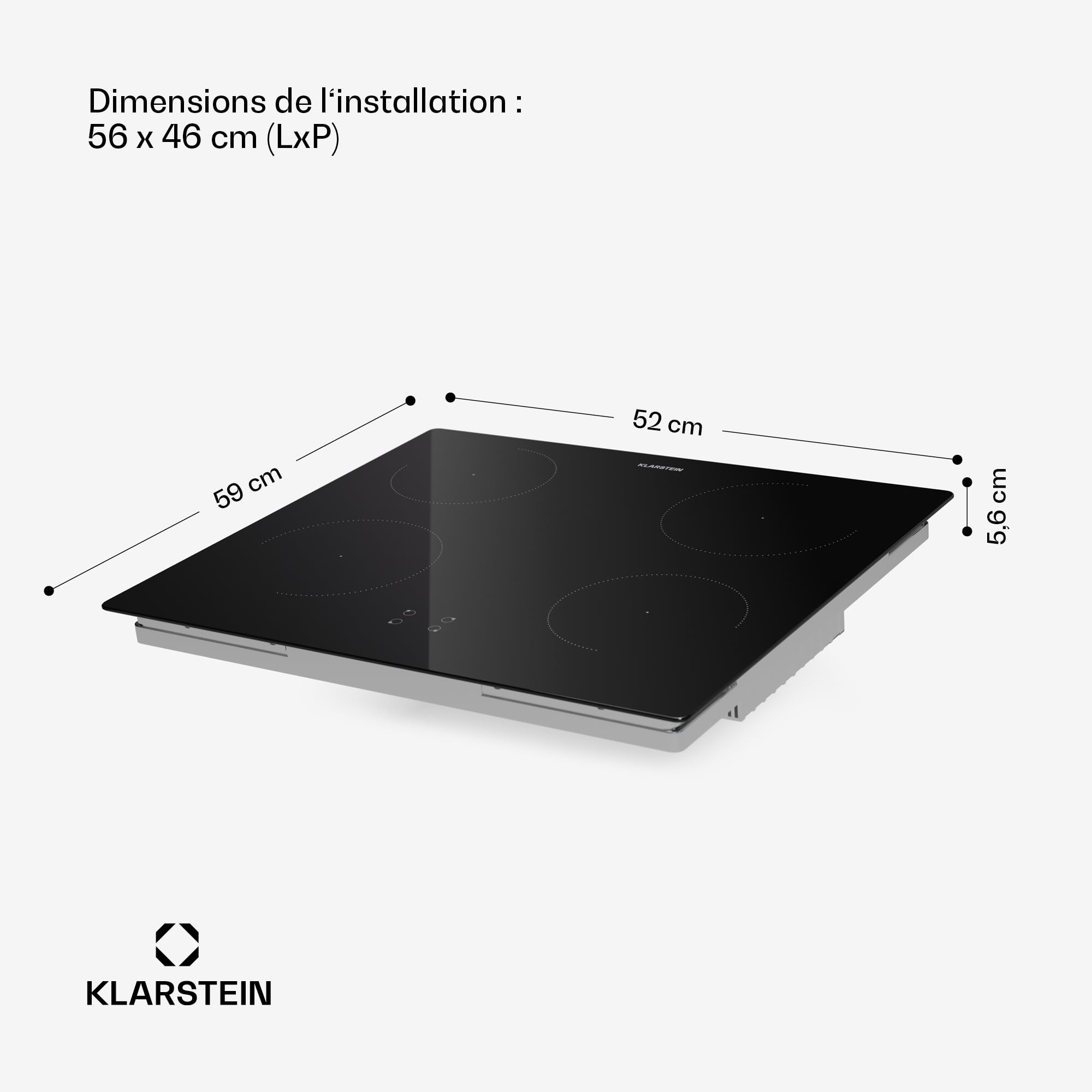 Klarstein ControlSync Four Avec Plaque Induction - Four 72L Avec Minuterie Numérique, 9 Fonctions, Sécurité Enfants, Plaque 4 Zones Booster, Design Verre Noir, Classe Énergétique A