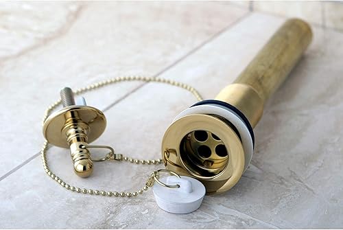 Miniatura 10 de Kingston Brass CC1001 - Desagüe de baño con desbordamiento de cadena vintage y enchufe, 2-516 pulgadas, cromo pulido