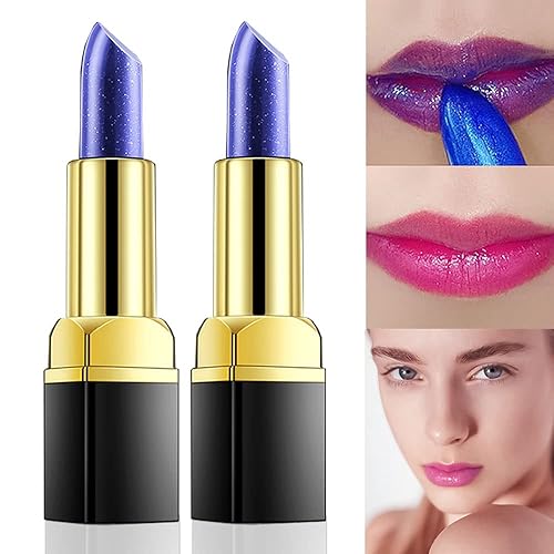 Maquillaje en barra de labios  Lápiz labial color azul cambiado a tinte de labios rosa, brillo hidratante y de larga duración, impermeable, bálsamo
