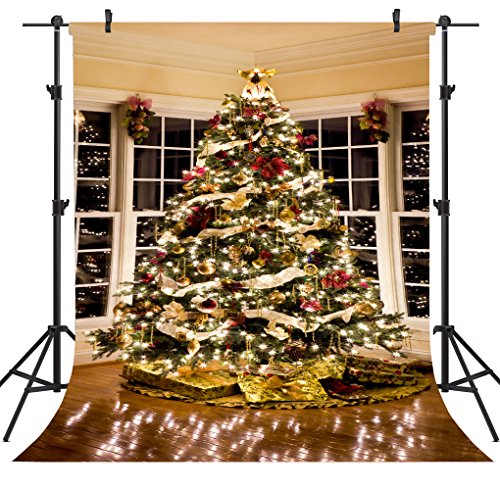 OUYIDA 5X7FT Christmas Tree Decorating Vinyl Photography Backdrop Photo Background Studio Prop CEM02