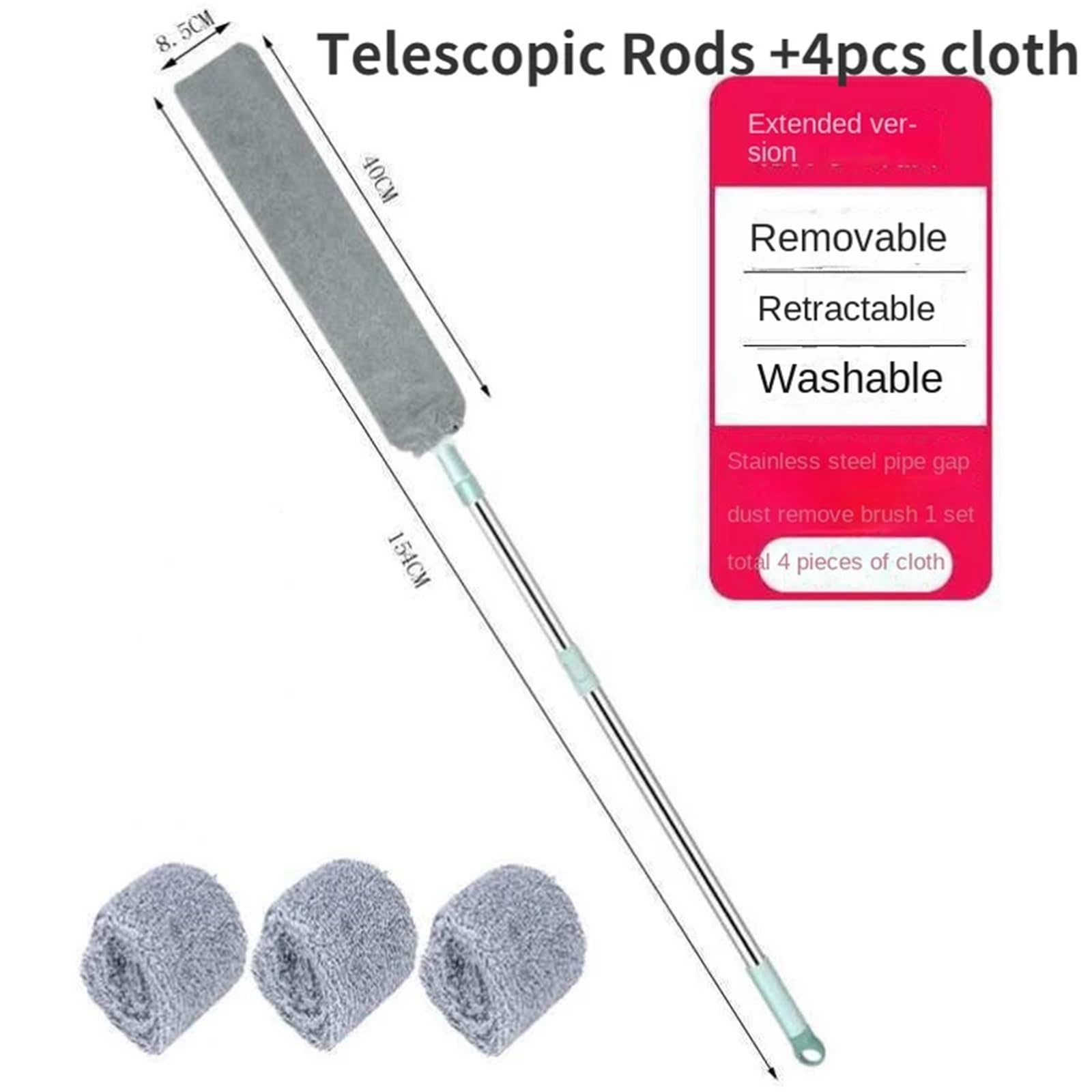 1 Set Bedside Brush Long Handle Mop Household Bed Bottom Gap Clean Hair Sweeping Dusty Magic Microfibre Duster