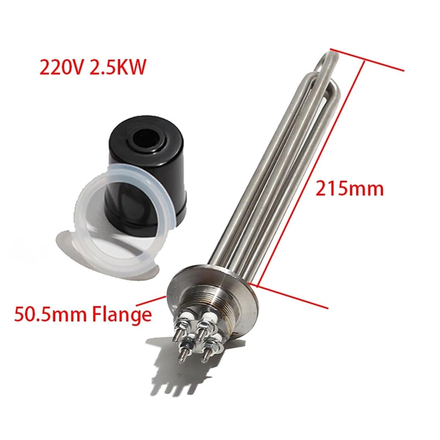 220V 380V Water Immerion Heating Element Resistance Tri Clmap Ten Boiler Heater 50.5mm 63mm Flange with Cap 3KW9KW12KW(Type1 220V 2.5KW)