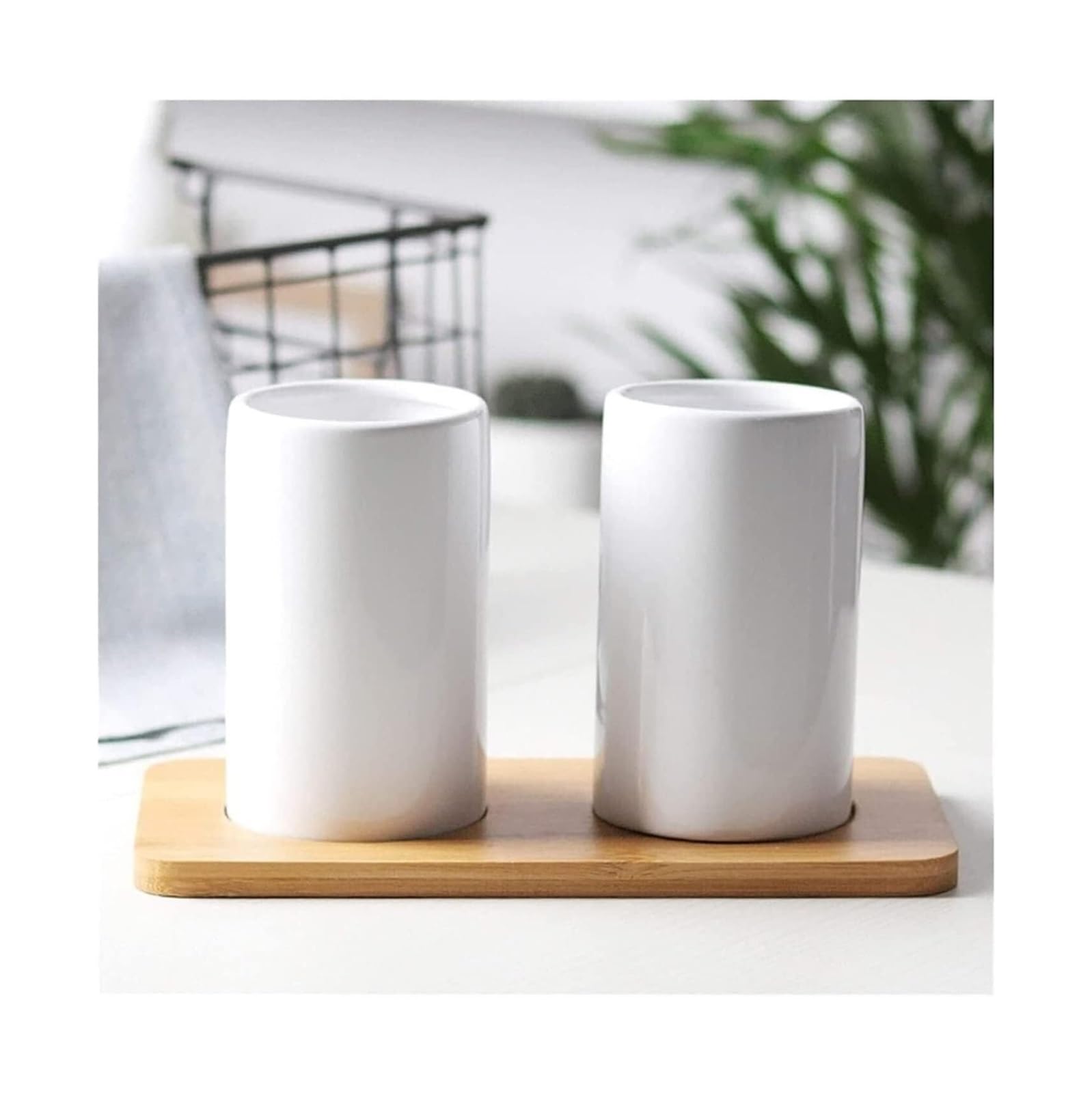 Juego de Baño Cerámica 3 Piezas con Bandeja 300ml/10oz