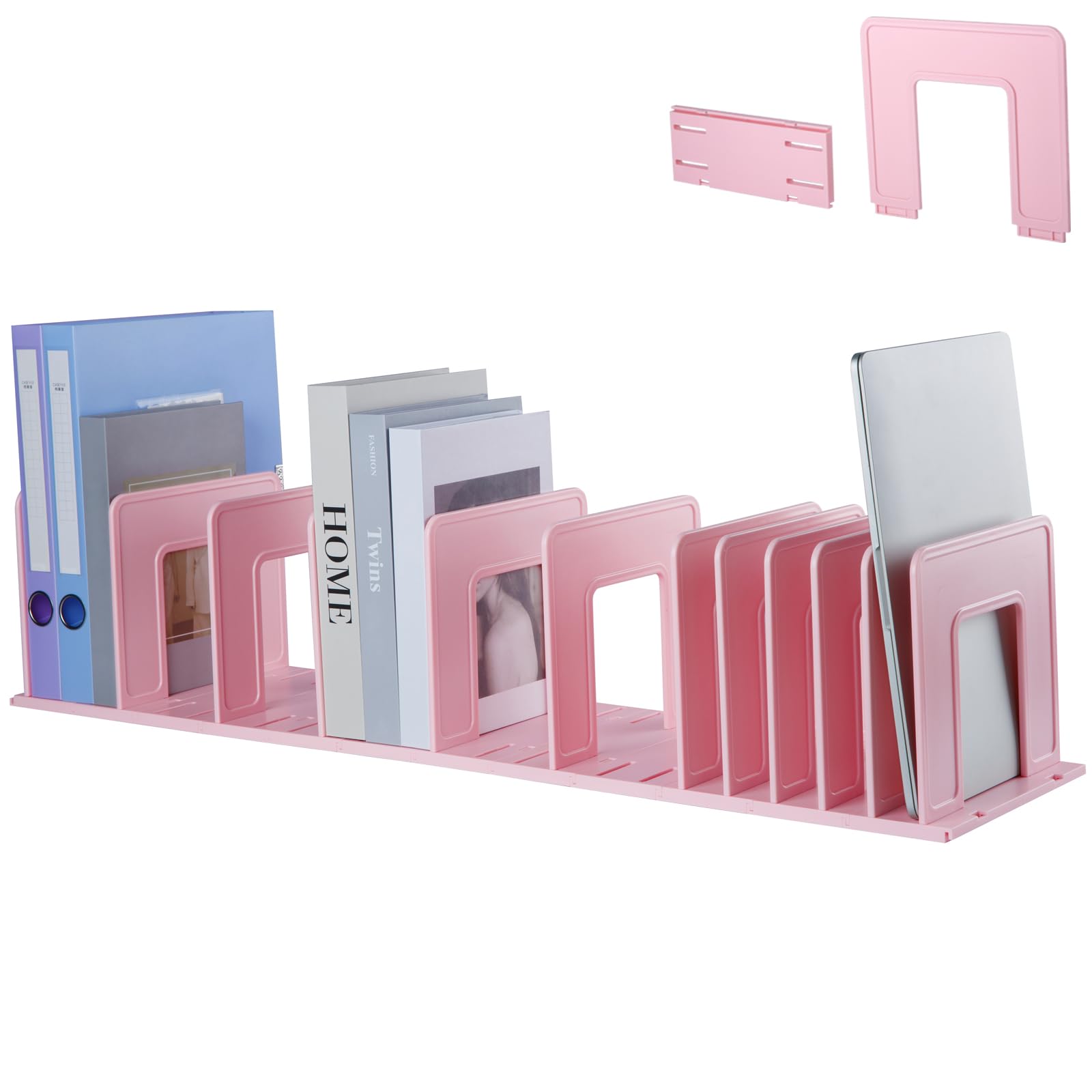 LuluEasy Adjustable Vertical File Sorter Sturdy Plastic Expandable Upright File Holder, Desktop Binder Organizer, School Office File Organizer