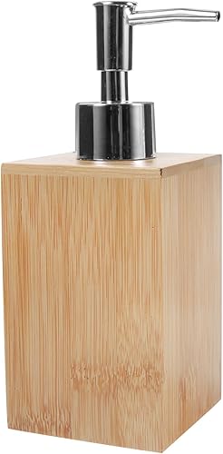 Cabilock Botella de mano de bambú Bomba recargable Dispensador de jabón Botellas de champú Accesorio de baño