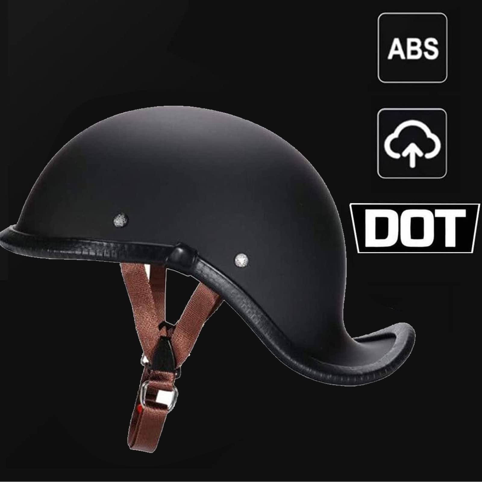 HZIH Mezzo Casco Moto Retro Casco Jet Aperto Cappellino da Baseball Scooter Caschi Motorino Vintage Casco Scodella Mezzo Casco Portatile Estivo per