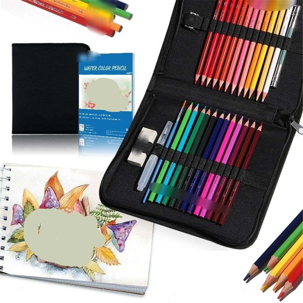 30 Pieces Water Soluble Coloured Pencils Set 24 Colours Drawing Painting Paint Brushes