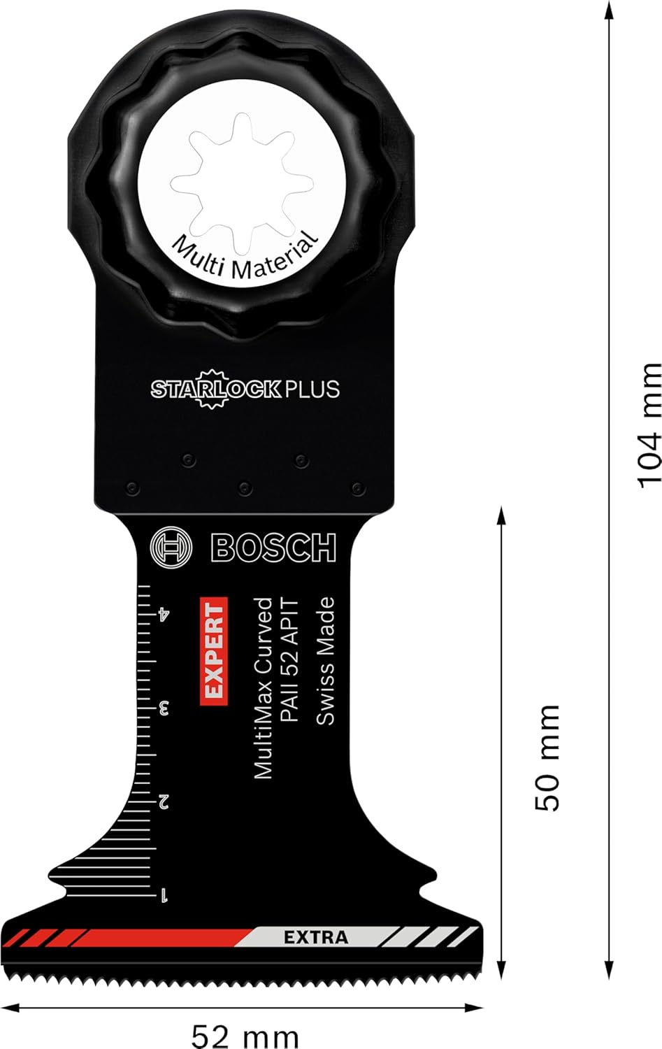 Bosch 1x Expert PAII 52 APIT MultiMax Plunge Cut Blade (for Stainless Steel Sheets, Fibre Plastics GFK, CFK, Width mm, Professional Accessory Multitool)