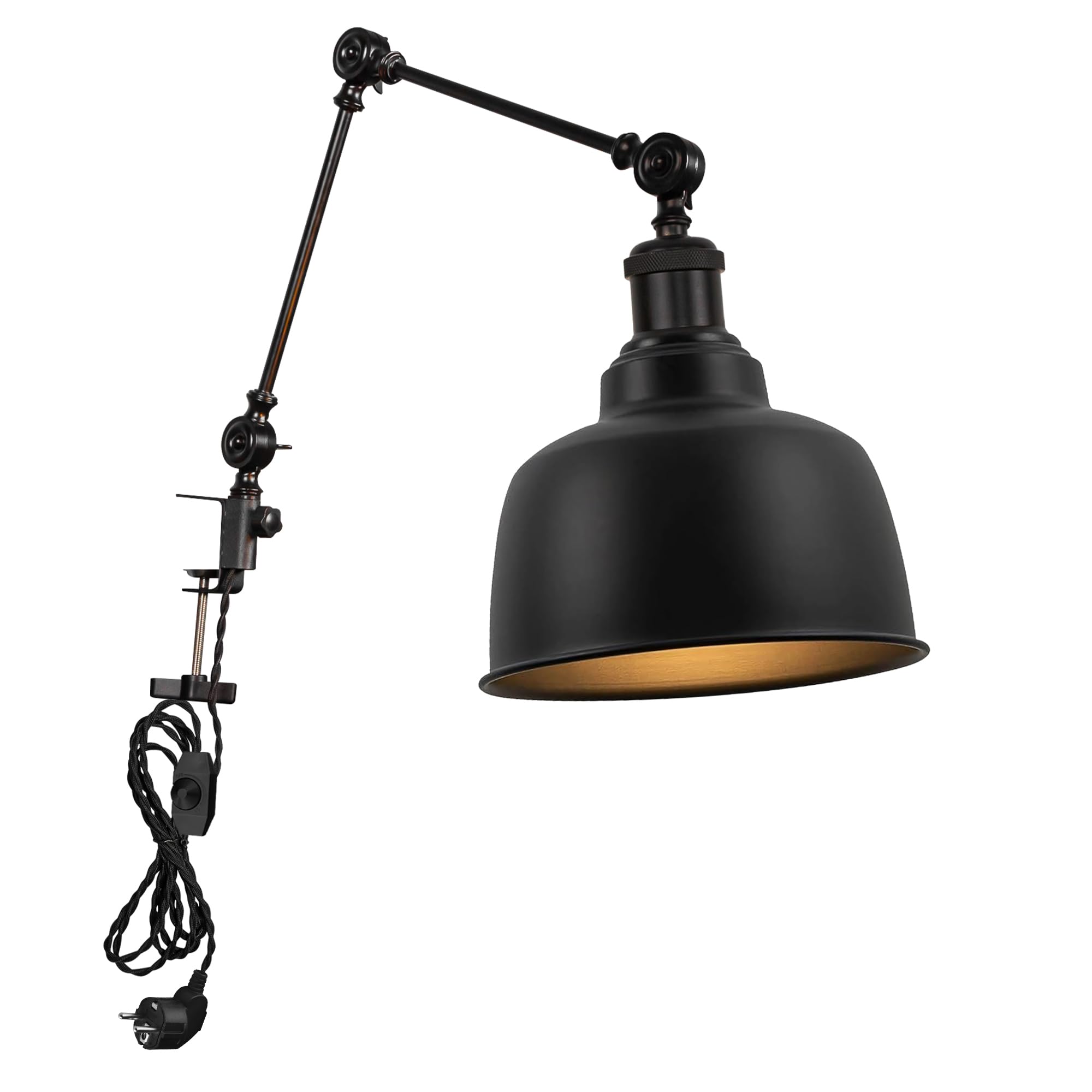 Retro Klemmleuchte,1 Packung Leselampe mit 2,5 m Kabel, Dimmbar Nachttischlampe,Augenpflege Schreibtischlampe für Büro Heimgebrauch, E27 Lampenhalterung DZ0151