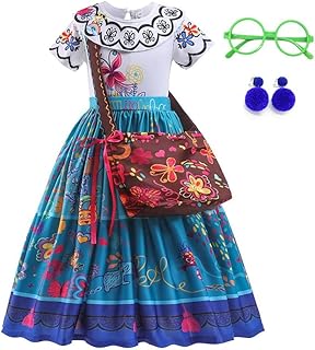 LONEA Fantasia Encanto para meninas, fantasia Mirabel para crianças pequenas Isabella fantasia princesa cosplay