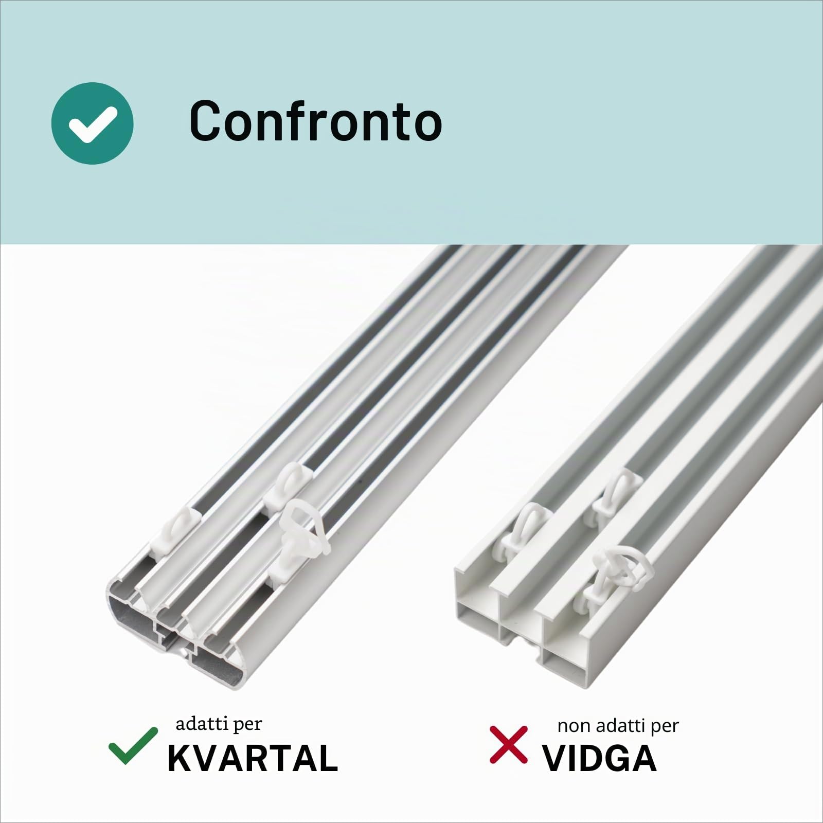 Ganci per Tende scorrevoli compatibili con IKEA KVARTAL Ricambio Pattino e Gancio (24 set)
