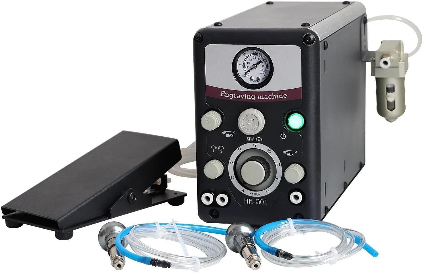 FHRKA Jewelry Engraving Machine, Double Pneumatic Jewelry Engraver Machine 400-8000 RPM Impact Graver Handpiece Micro Engraer