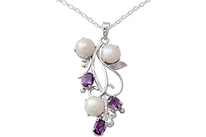 NOVICA Artisan Handmade Amethyst Cultured Freshwater Pearl Pendant Necklace