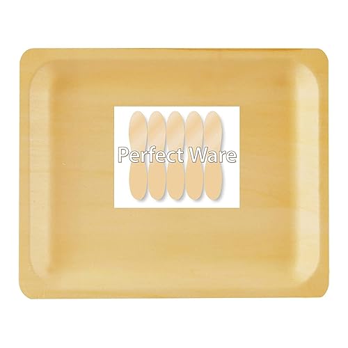 Perfectware Earth Friendly - Platos desechables de madera de abedul 100% compostables y biodegradables para fiestas, bodas, eventos de catering