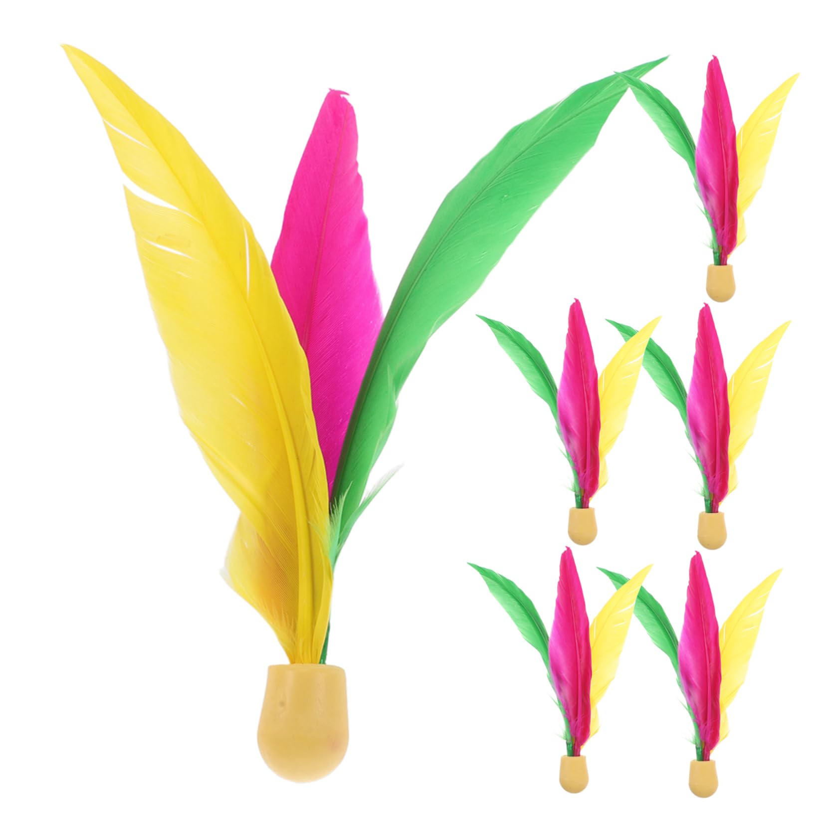 POPETPOP 6 Pack Long Hair Badminton Shuttlecocks Replacement Balls High Elastic Rubber Head for Boys and Girls Adults Outdoor Games