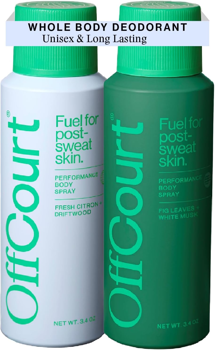 OffCourt - Natural Deodorant Body Spray for Men and Women - Aluminum Free - Whole Body Deodorant for Women and Men – Variety Pack of Citrus and Fig Leaves Scents, 3.4 Ounce (Pack of 2)