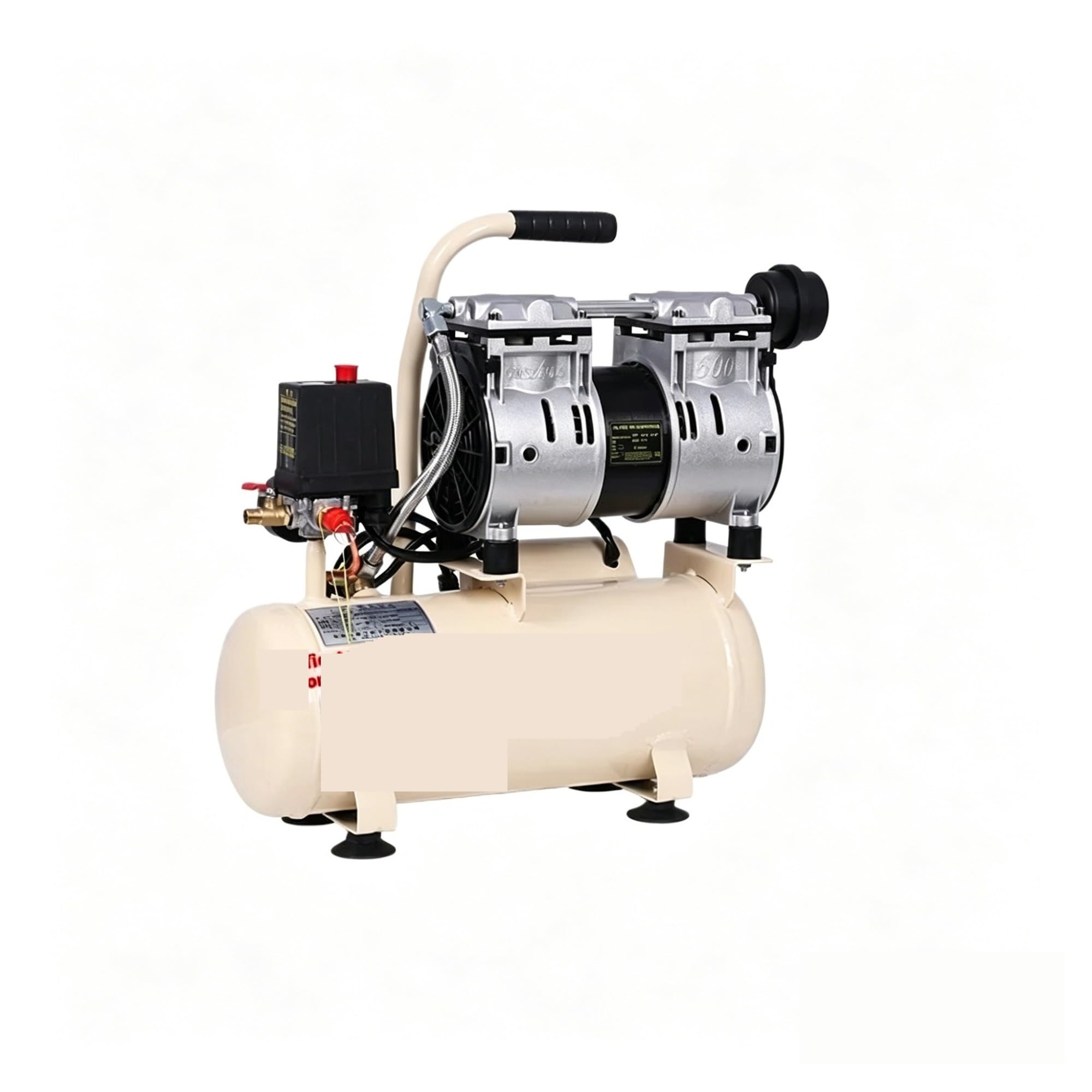 Silent Air Compressor 220V 8L Industrial Air Compressor Silent Oil-Free Compressor(600W)