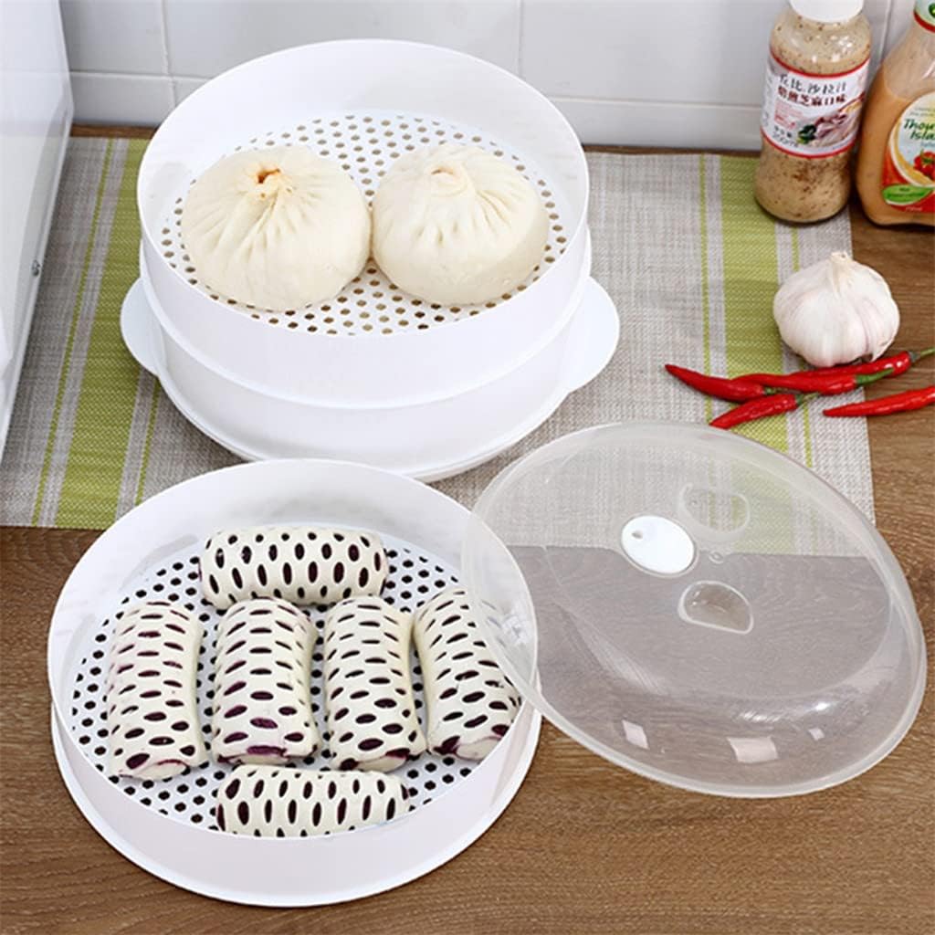 Round Single Double Tier Microwave Food Steamer Kitchen Veggies Fish Cookware Plastic Environmental Protection is Not Hot (Size : 16 * 26cm) (11 * 26cm)