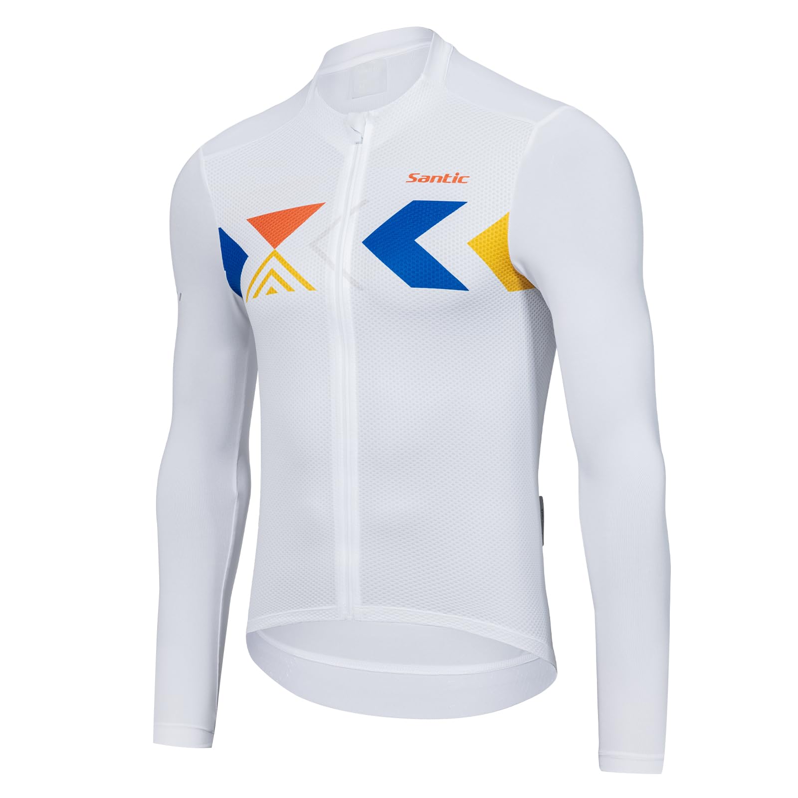 Santic Men's Cycling Jersey Long Sleeve Top Road Bike Shirt Full Zipper UPF 50+ MTB Jersey with Pockets