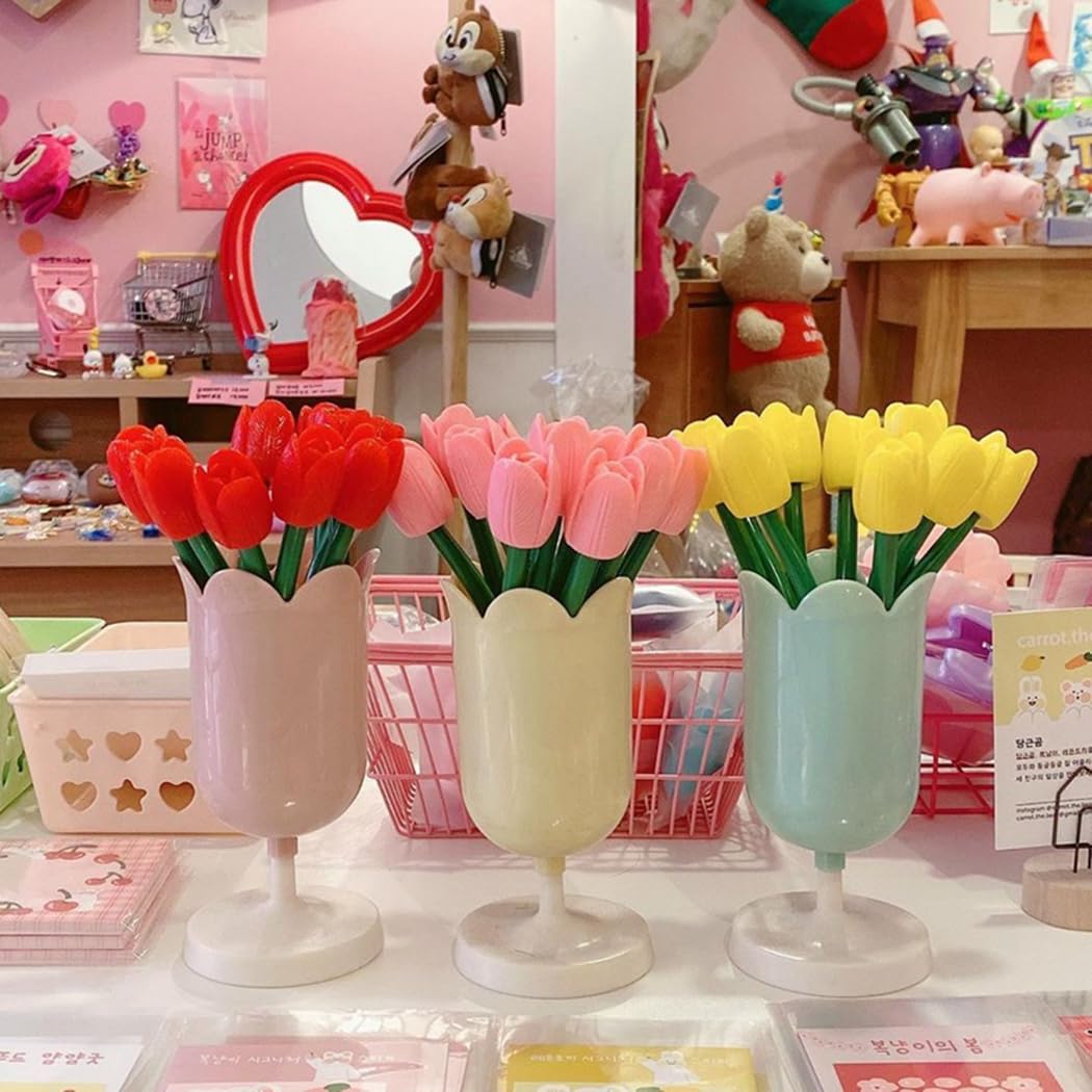 Ranvi 3PCS Flower Pen Holder Makeup Brush Holders for Girls Kids Women Desk Organizer Storage Gift(Purple,Red,Pink) - Image 2