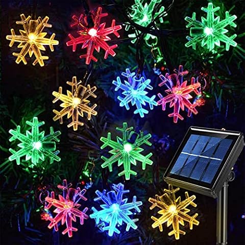 Homeleo 55FT 100 LED Solar Snowflake Lights for Outdoor Christmas Decorations,Waterproof Snowflake String Lights for Xmas Tree, Balcony, Deck, Porch, Gazebo, Wreath, Mailbox, Outside Christmas Decor Cover