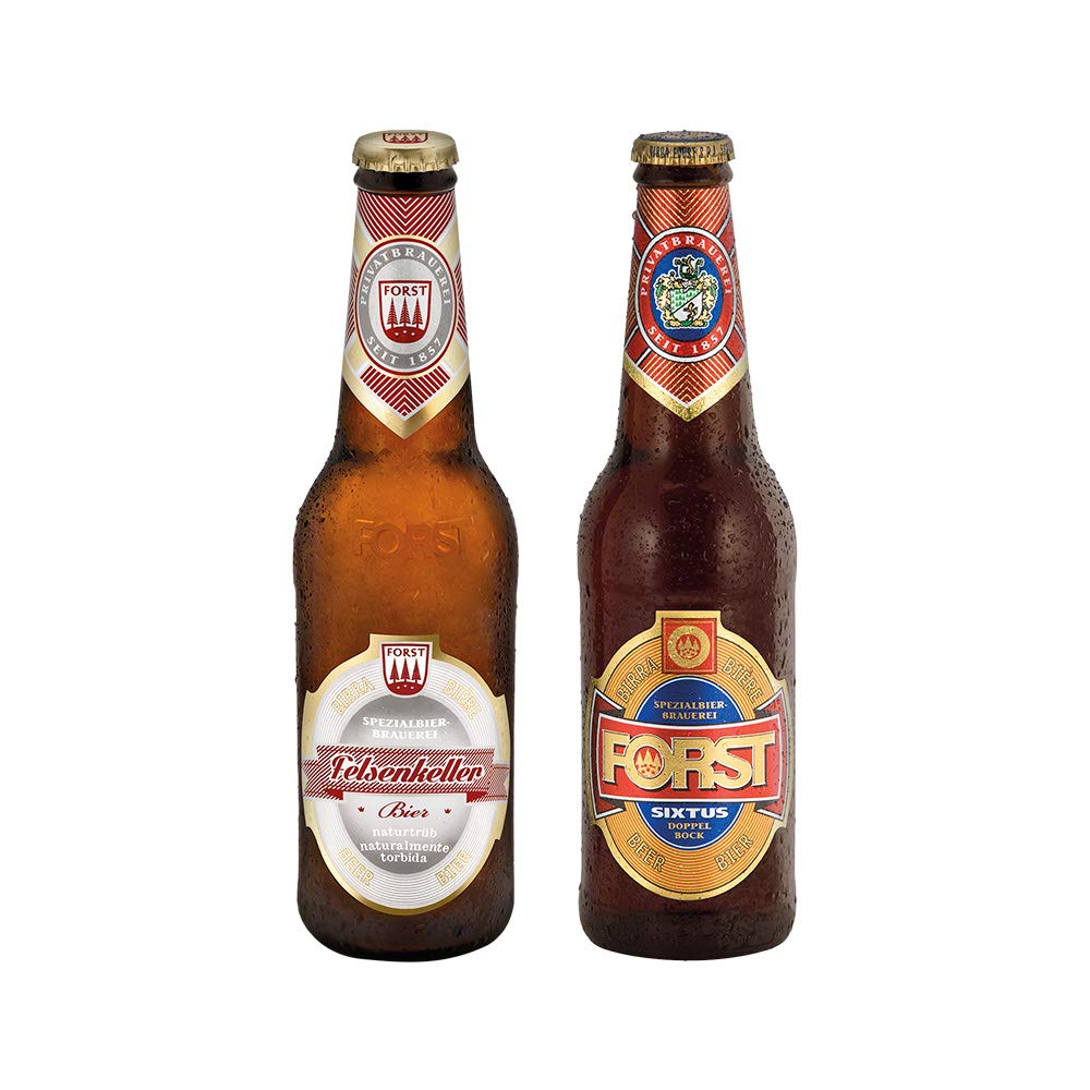FORST Set 24 Bottiglie da 33 cl Degustazione Birra Forst Felsenkeller Sixtus Italiana Luppolo Malto Artigianale, Birra Forst 24 Bottiglie - 7,92 Litri