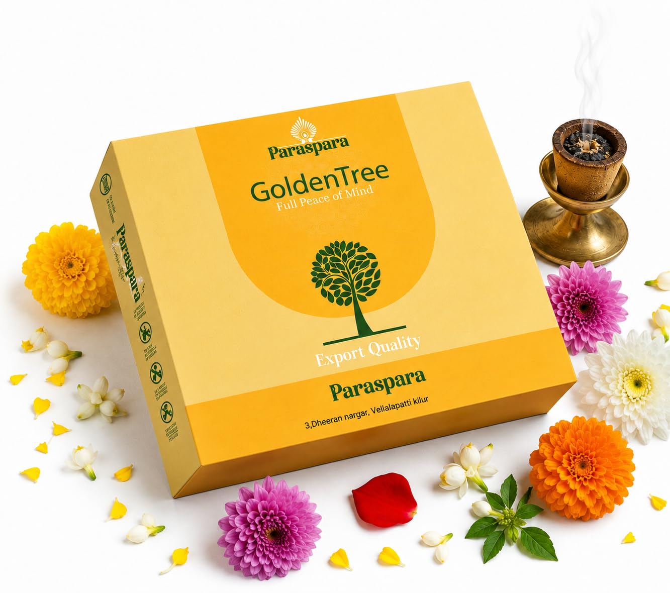Golden Tree Sambrani Dhoop Cup for Pooja (12 pcs)|Havan Cups for Pooja,Home & Festivals |Natural Cow Dung Cup sambrani (Graland Flower)-picture-32