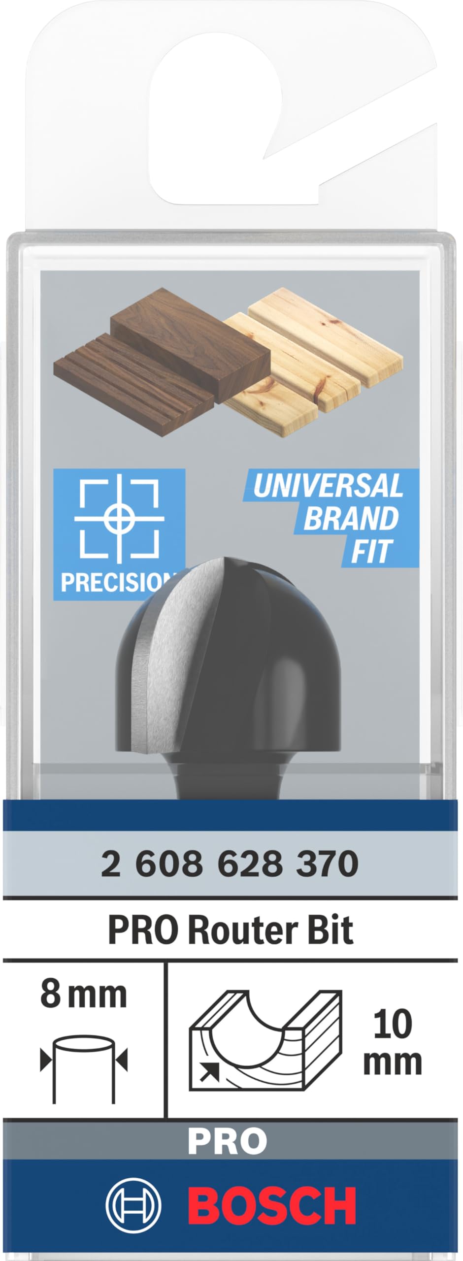 Bosch aksesuarı 2608628370 oyuklu freze Ç 8 mm, R1 10 mm, Çap 20 mm, L 12,7 mm, G 46 mm