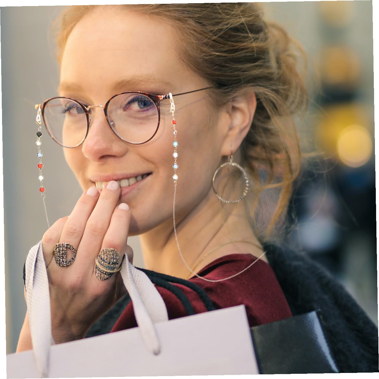 Veemoon Brillenseil Sonnenbrillen Brillenketten Zum Umhängen Brillenkette Damen Accessoires Riemen Brillenkette Kordel Kette Für Brillen Modische Sonnenbrillenkette Kieselgel