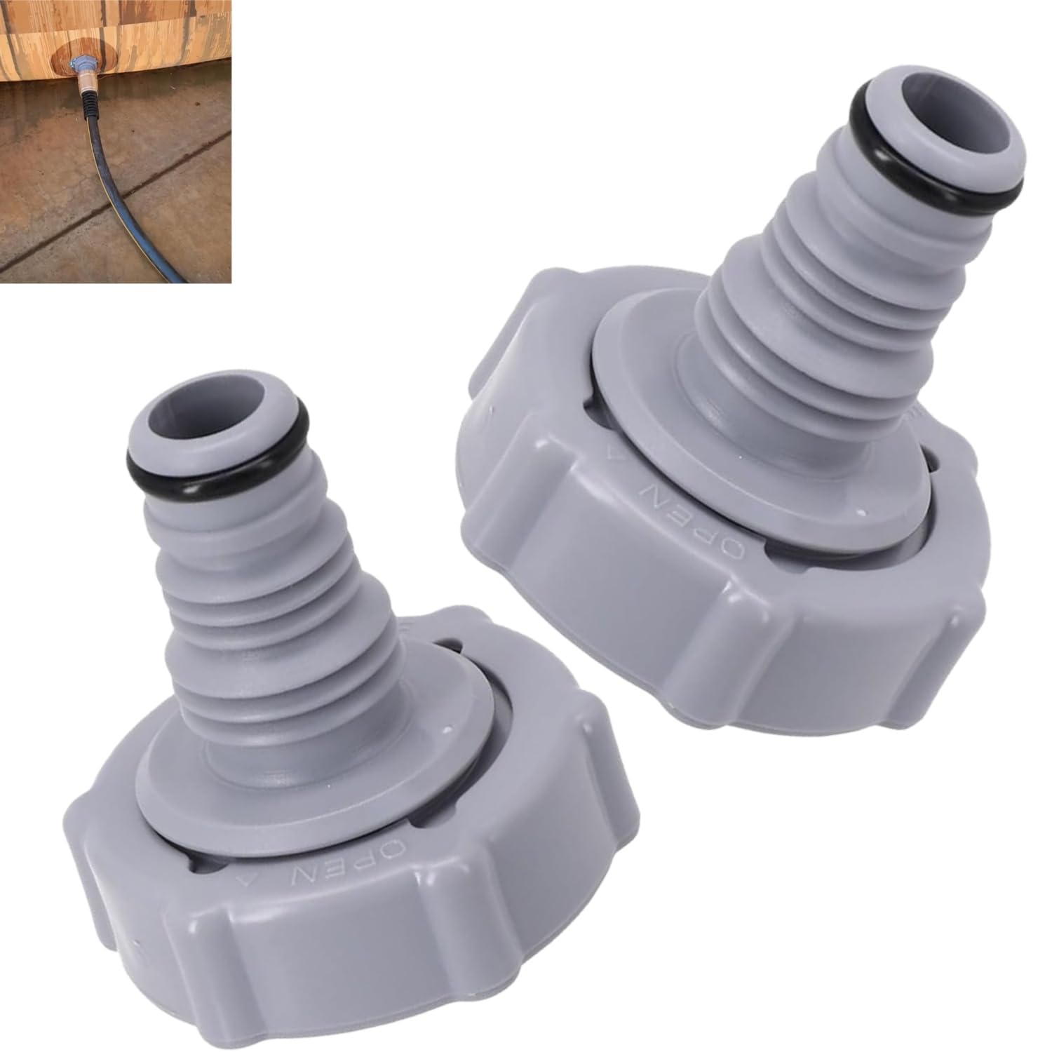 Zpeiran 2Pcs Swimming Pool Vacuum Hose Adapter,Plastic Outdoor Graden Hose Tap Connector Threaded Faucet Adapter for P6H1419 Pool Drainage and Water Pipe Connections(Grey)