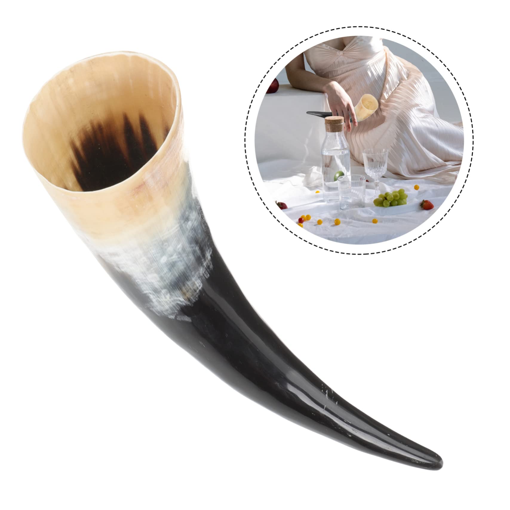 Mobestech Coppa Decorativa in Corno Realizzata Artigianalmente per Bere Birra e Vino, Facile da Pulire, Grande Capacità e Design Semplice per Famiglia e Amici